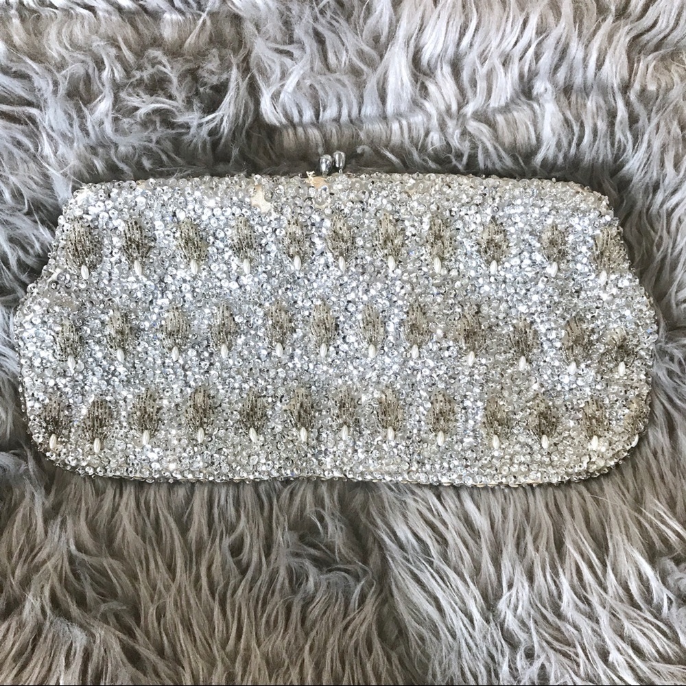 Vintage Sequin & Bead Cocktail Clutch Shimmering
